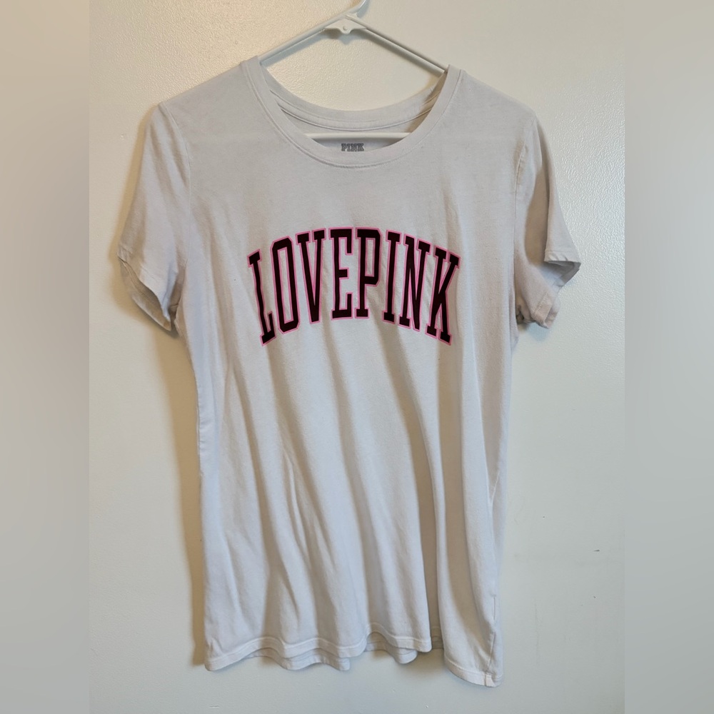 PINK White Tee with LOVE PINK Graphic
